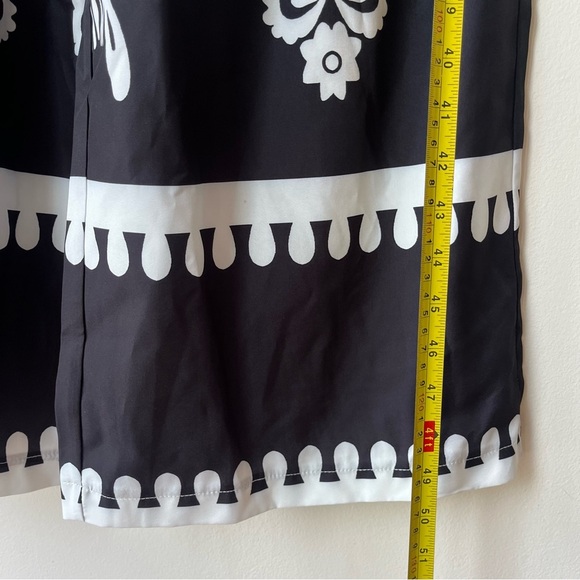 Black White Strapless Jumpsuit Women’s L Smocked Bodice Wide Leg Boho Resort - Picture 11 of 11